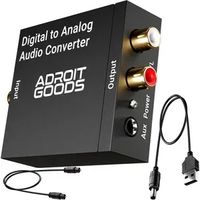 AdroitGoods Digital zu Analog Audio Konverter - 192 kHz Audio Adapter für Toslink zu RCA R/L - mit optischem Kabel und Netzadapter