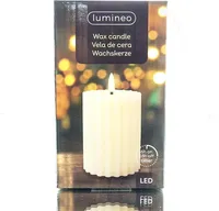 Lumineo LED Wachskerze Cream cremeweiß Ø 7 cm Höhe 12,3 cm warmweiß Indoor