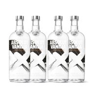 Absolut Vodka Vanilia 4er Set, Wodka mit Vanillearoma, Schnaps, Spirituose, Alkohol, Flasche, 40 %, 4x1 L