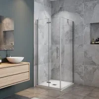 110X80X185cm Duschkabine Dusche Falttür Scharniertür Duschtür Eckeinstieg Duschwand 6mm NANO-GlAS mit Seitenwand