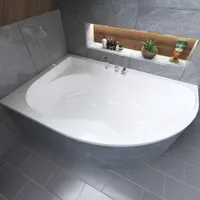 BADLAND Eckbadewanne Badewanne Dora LINKS 170x110 mit Ablaufgarnitur, Füßen und Styroporverkleidung GRATIS
