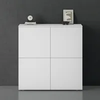 doporro Sideboard Kommode 100 cm in Matt Weiß Aufbewahrungsschrank Bodenstehend für Ihren Wohnbereich Viel Stauraum Schrank 04