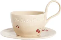 HOMLA ISERNIA Tasse mit Untertasse im Kirschdesign 0,2 l