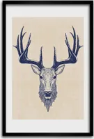 Bild - Bilderrahmen - 40 cm x 60 cm - MDF - Rahmen - Wandkunst - Hirschkopf