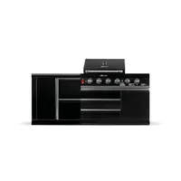 GORILLER® BLACKBACK S10 vonkajšia kuchyňa, plynový gril s extra pracovnou plochou a úložným priestorom, nerezová oceľ, čierna