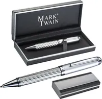 hochwertiger Kugelschreiber "Mark Twain" / in silbernem Karbondesign
