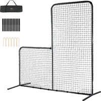 VEVOR L-Typ Baseball für Schlagkäfig, 213 x 96 x 213 cm Baseball- und Softball-Sicherheitsschirm, Tragbares Schlagnetz mit Tragetasche & Bodenpfählen, Pitching-Netz zum Schutz der Pitcher, Schwarz