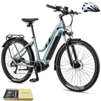 City E-Bike 27,5 Zoll mit Mittelmotor ANANDA Pedelec Rostfreie Aluminiumlegierung bis zu 100 - 120 km Wasserdicht IP54 Unisexfahrrad 9 Gang, Blau