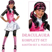 Kinder Draculaura Kostüm & Perücke - Monster High - Größe: L / 140-146 (8-10Jahre)