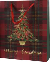 Geschenktüte Weihnachten 26x10x32cm mit Henkel und Motiv 1 Stück Rot