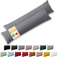 Blumtal Seitenschläferkissen Bezug 45 x 185 cm 2er Set -  Mikrofaser Bezug Seitenschläferkissen 185 x 45 - Grau