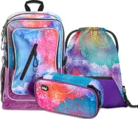 Baagl Schulrucksack Set Mädchen 3 Teilig - Schultasche ab 3. Klasse - Grundschule Ranzen mit Brustgurt - Ergonomischer Schulranzen (Mandala)