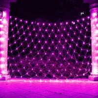 3X2M 200LEDs Lichternetz 8 Modi Wasserdicht Lichterkette für Innen Außen Weihnachten Hochzeit Party Garten Deko, Rosa