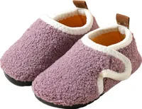 ASKSA Kinder Fleece Futter Hausschuhe Foam Pluesch Baumwolle Pantoffeln Antirutsch Hausschuh, Lila, Groesse: 26-27