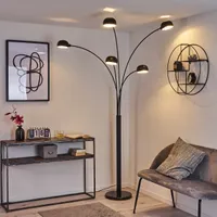Suio »Suio« Stehleuchte Bodenlampe aus Metall und Marmor in Schwarz/Weiß