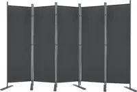 YARDIN Paravent Trennwand 3 Teilig 280 x 180cm Stoff Raumteiler Balkon Sichtschutz Klappbar Freistehend Stellwand Faltbar Eisenbasis Dunkelgrau