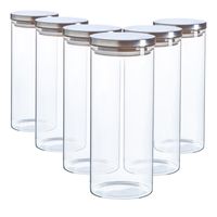 Argon Ta Glas Vorratsgläser mit Metalldeckeln - Moderne Moderne KÃ1/4che Lebensmittel Speicherbehälter - Silikondichtung - 1,5 Liter - Silber - Packung mit 6