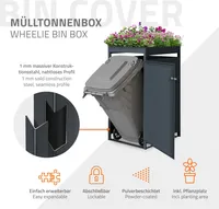 ML-Design box na odpadky so strieškou na sadenie pre 1 odpadkový kôš 240L 68x80x124 cm oceľ