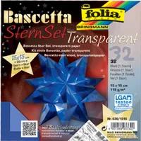 folia Faltblätter Bascetta-Stern blau-transparent 115 g/qm 150 x 150 mm 32 Blatt