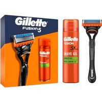 Gillette Fusion 5 Nassrasierer Herren, Geschenkset + 1 Ersatzklinge + Fusion Ultra Sensitive Rasiergel 200 ml, Geschenk für Männer