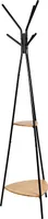 BEGRYF Kleiderständer 179x49 cm mit Ablage rund Holz Metall Flur Garderobenständer schwarz