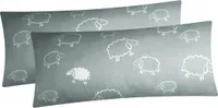 Baumwoll Renforcé Kissenbezug - 2er Set in 40x80cm - Schafe Lämmer - Kopfkissen-Bezug, Kissenhülle, Dekokissenbezug aus 100% Baumwolle (Schafe Grau/Weiß 99/7)