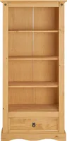 Bücherschrank TEQUILA, schönes Bücherregal im Mexiko Stil, praktisches Standregal mit 4 Fächer, zeitloses Regal aus Kiefer massiv in braun