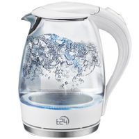 Glas Wasserkocher 1,7L, 2200W, LED, BPA-frei, GS, 360° Sockel, Weiß