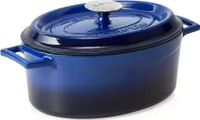 LAVA Kochtopf Bräter mit Deckel aus emailliertem Gusseisen Blau mit 3,9 Liter