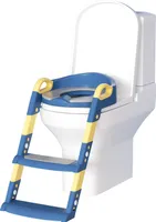 Hengda Höhenverstellbarer Toilettentrainer Toilettensitz mit Treppe Kinder-Töpfchen WC Sitz mit Spritzschutz und Griffen, klappbar Blau
