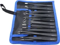 10 Stück Antistatisch Stahl Pinzette Pinzetten Set