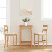 CLORIS Barhocker mit Kissen 2 Stk. Natur Massivholz Gummibaum 4102557