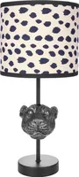 BRUBAKER Lampka stołowa lub nocna Leopard - Lampa stołowa z ceramiczną podstawą i kloszem z tkaniny - 40 cm wysokości, czarno-beżowa w kropki