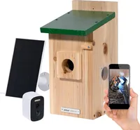 dobar Nistkasten EAZY Flachdach inkl. WiFi Kamera und Solar-Panel, Grün, ca.: 20x14x32 cm