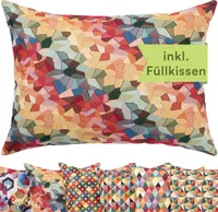Selfitex Buntes Dekokissen inkl. Füllung, weiches Lesekissen, dekoratives Zierkissen, Sofakissen, Rückenkissen, Größe: 60x80, Muster: Palma