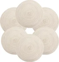 Tischset Rund Geflochten, Platzset Rund 6 stück, Baumwolle Tischsets Abwaschbar Hitzebeständige, 37 * 37 cm (Beige)