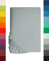 Lavea Spannbettlaken 120 x 200 cm  - Silber - Bettlaken aus 100% Baumwolle - mit rundum Gummizug - fusselfrei und pflegeleicht - aus unserer hochwertigen MAYA-Serie