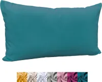 heimtexland ® Deko Kissenhülle Baumwolle Kissen Bezug Natur Dekokissen Typ849 Petrol 30x50 cm