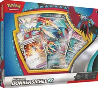 Pokémon-Sammelkartenspiel: Kollektion Donnersichel-ex (1 holografische Promokarte, 1 überdimensionale holografische Karte & 4 Boosterpacks)