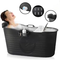 Schwänlein® Mobile Badewanne 123 x 51 x 63 cm XL, ideal für das kleine Badezimmer, stylisch und stimmungsvoll (Schwarz)