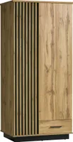 Furniture24 Kleiderschrank Lamelo LA1 Schrank 2 türiger Drehtürenschrank mit Kleiderstange und Schublade
