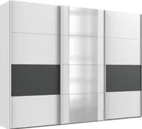 Schwebetürenschrank Kleiderschrank Barmbek 313cm weiß graphit Spiegel