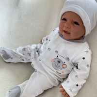 NEU Baby Jungen Strampler Overall Einteiler mit Knöpfen Gr 62 68 grau 