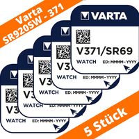 5 x VARTA V 371 Knopfzellen Uhrenbatterie Silberoxid V371 SR69 SR920SW SR920 AG6