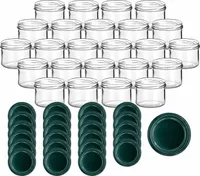 gouveo 24er Set Einmachgläser 230 ml rund mit Schraub-Deckel grün - Vorratsgläser mit Drehverschluss TO82 - Marmeladenglas, Schraubglas