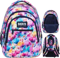 Derform BACKUP Schulrucksack mit drei Fächern, Modell O SUMMER FLOWERS
