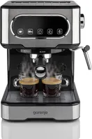 Gorenje ESCM15DBK Espressomaschine mit Siebträger, Professioneller Milchaufschäumer, TouchContro, EasyClean