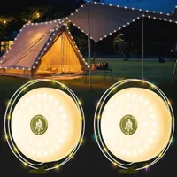 2er Camping Lichterkette Aufrollbar,Wasserdichte Tragbare LED Lichterkette 10m,USB-Aufladung Lichterketten Außenbereich Für Camping Dekor Lichterkette