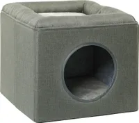 PawHut cat cave kočičí bouda, kočičí domeček se 2 patry, pelíšek pro kočky s polštářem, psí bouda pro kočky do 5 kg, 36,5 x 36,5 x 33 cm, zelená