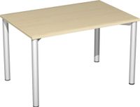 Geramöbel Schreibtisch feste Höhe, 1200x800x720, Ahorn/Silber, S-550102-AS